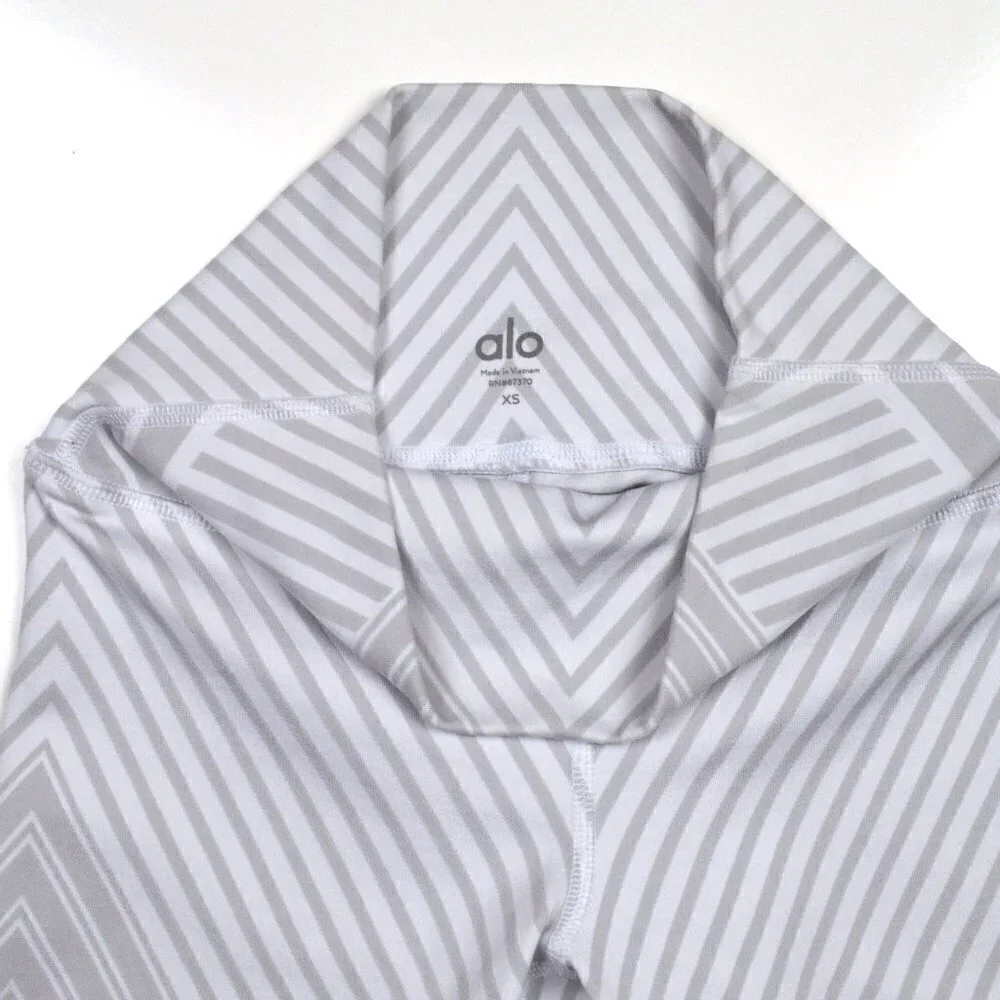 alo Diagonal Stripe Santa Fe White Crop Legging XS